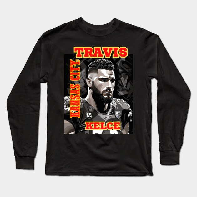 Travis Kelce Long Sleeve T-Shirt by Charlie Dion